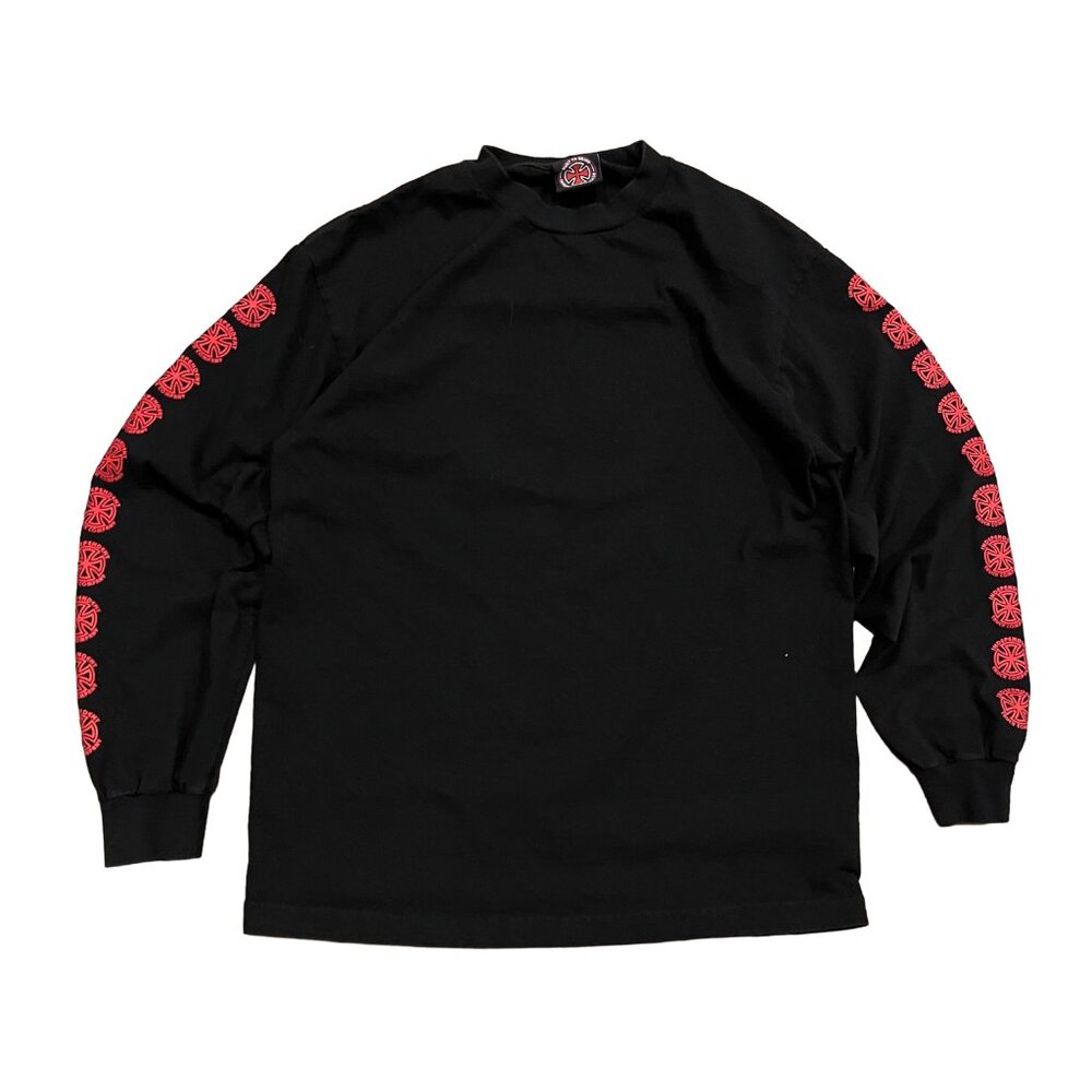 VTG Y2K Independent Truck Company Long Sleeve T-Shirt Skateboarding M Black Red